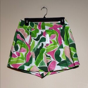 Milly painted bloom linen shorts